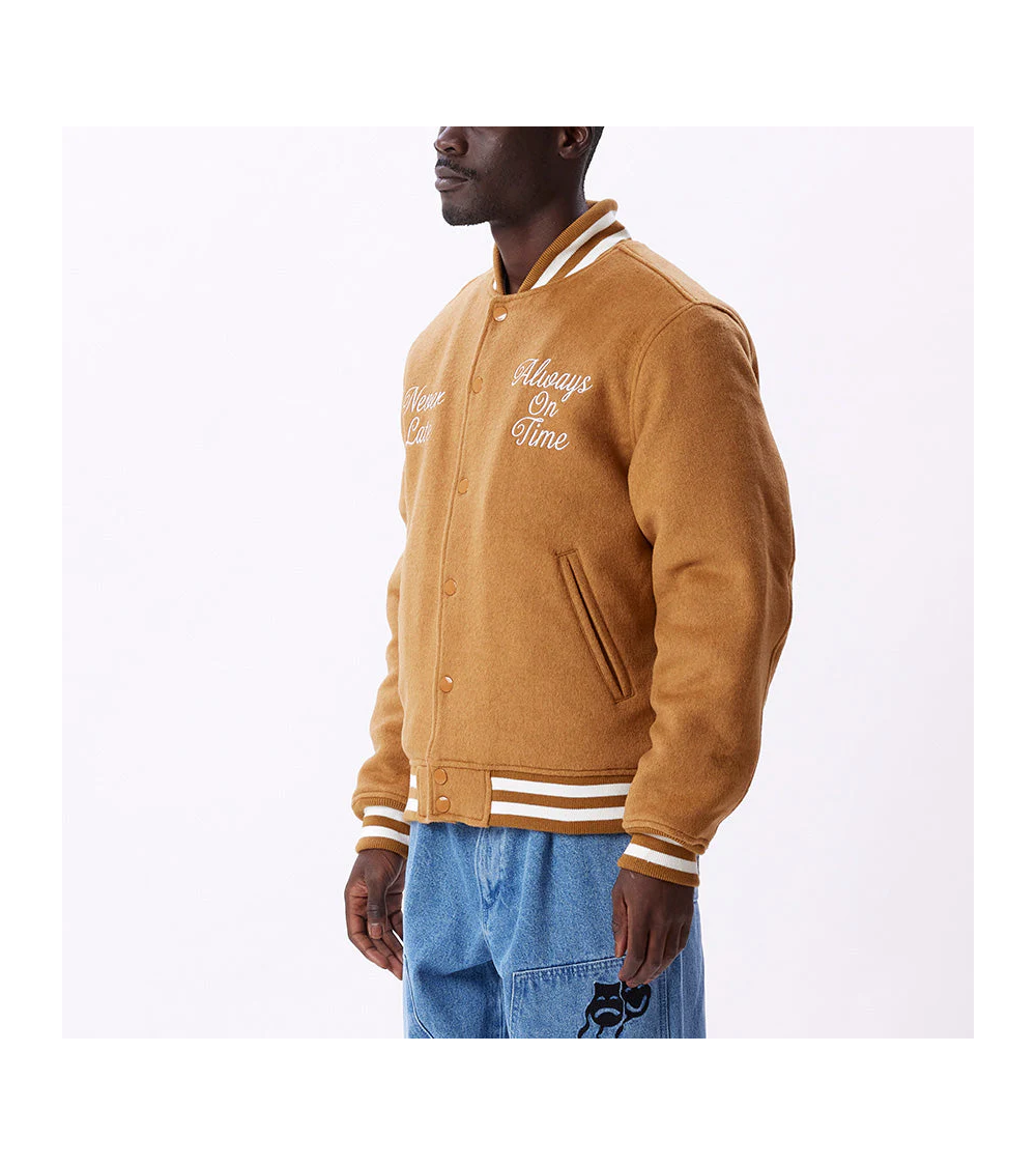 OBEY TIME VARSITY JACKET (BROWN)